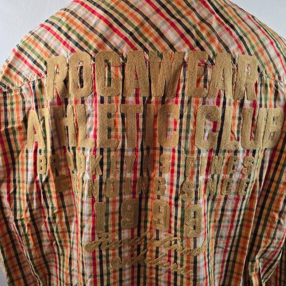 Rocawear Shirt Mens 3XL Plaid Button Up Logo Hip Hop Athletic Club Football 1509 - Picture 8 of 10